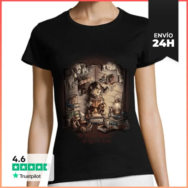 Camiseta Mujer Clásica Muchos Libros... Y Poco Tiempo LaTostadora