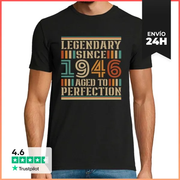 Camiseta Hombre Clásica 80 Años 1946 Vintage Cumpleaños Retro