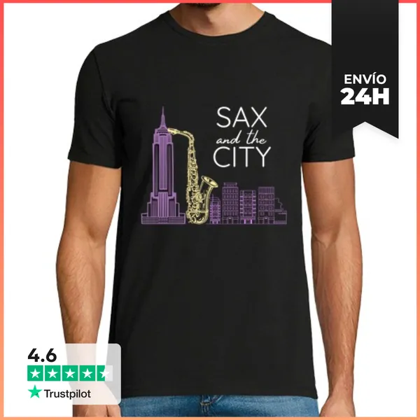 Camiseta Hombre Clásica Saxo Y La Ciudad LaTostadora