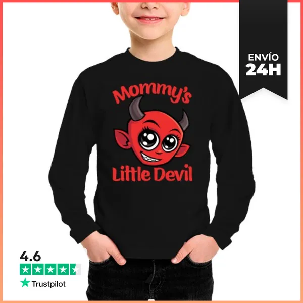 Camiseta Manga Larga Para Niños Lindo Diablillo De Mamá