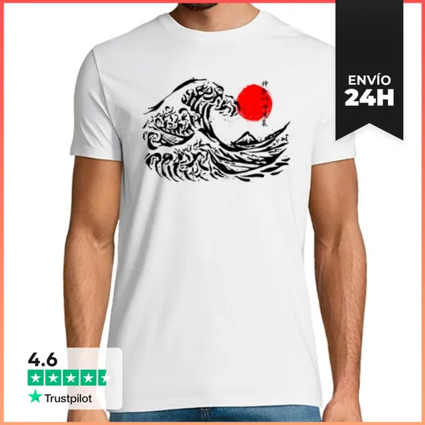 Camiseta Hombre Clásica La Gran Ola De Kanagawa LaTostadora