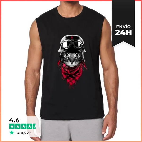 Camiseta Sin Mangas Gato Aventurero LaTostadora