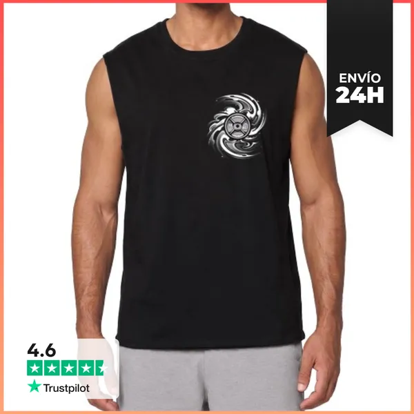 Camiseta Sin Mangas Hombre, Camiseta Sin Mangas, Negra