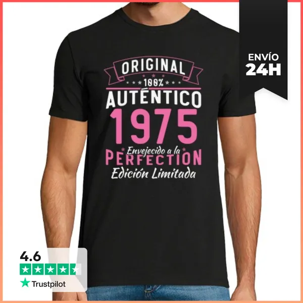 Camiseta Hombre Clásica 1975 Original Perfección Regalo 1975