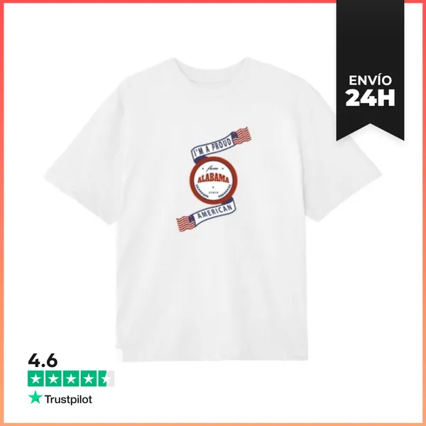 Camiseta Oversize Insignia Del Estado De Alabama Orgulloso