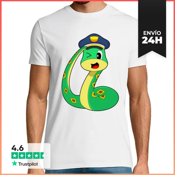 Camiseta Hombre Clásica Policía Serpiente Policía Sombrero Poli