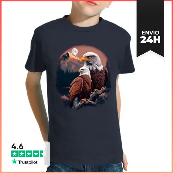 Camiseta Clásica Para Niños Águilas Reales Y Montañas LaTostadora