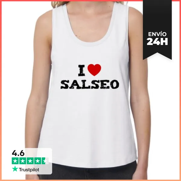 Camiseta Mujer Sin Mangas, Loose Fit I Love Salseo Negro