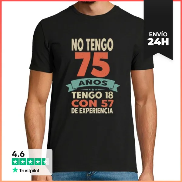 Camiseta Hombre Clásica 75 Cumpleanos Regalo Anos Divertido
