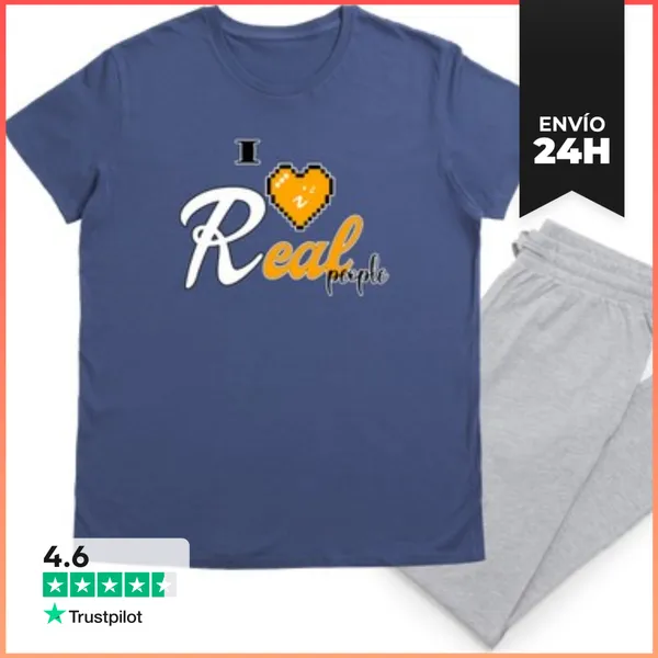 Pijama Hombre I Love Real People Chiste Matemático Con I