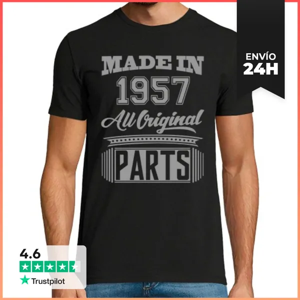 Camiseta Hombre Clásica Hecho En 1957 Todas Las Piezas Originales