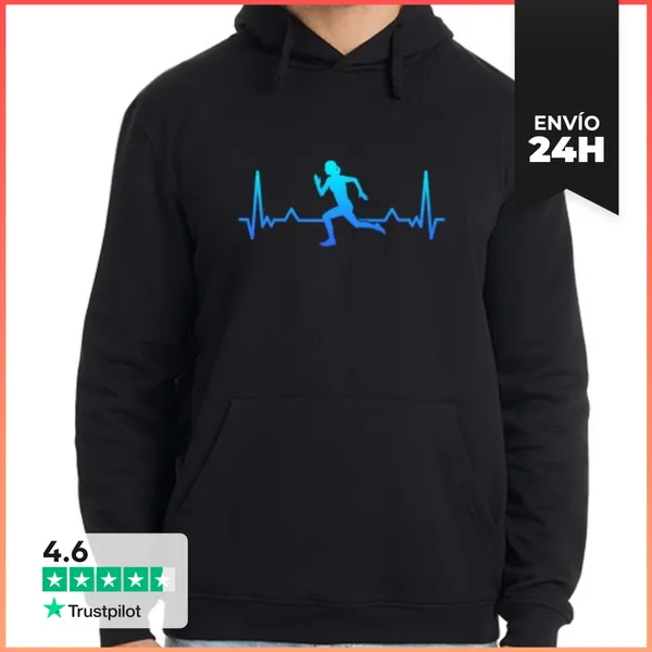 Sudadera Unisex Con Capucha Corriendo Línea De Latido Regalo De