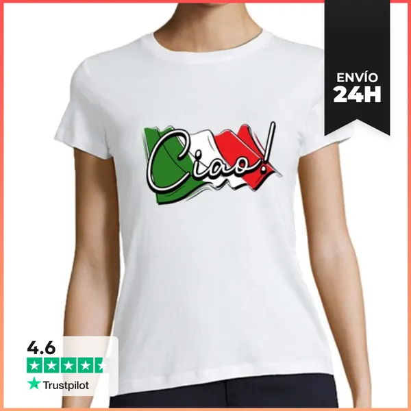 Camiseta Mujer Clásica Ciao Roma Italia Venecia Scooter Y