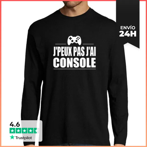 Camiseta Hombre Manga Larga No Puedo Tener Consola LaTostadora