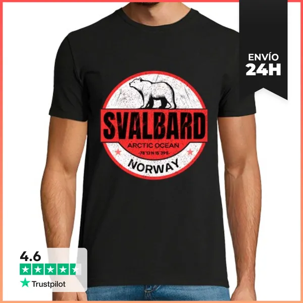 Camiseta Hombre Clásica Svalbard Noruega Oso Polar Spitsbergen