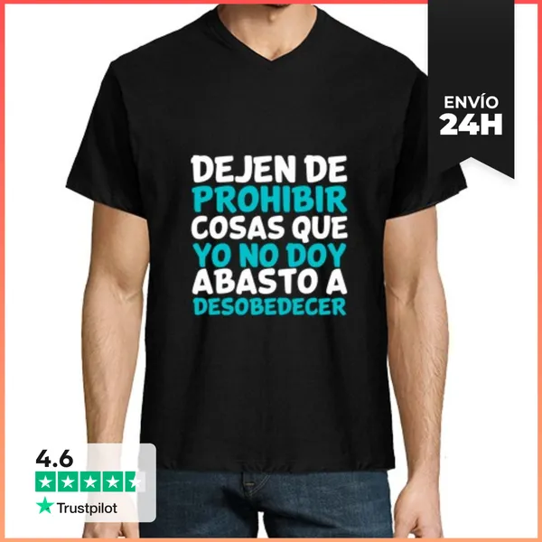 Camiseta Hombre, Cuello Pico Dejen Prohibir Regalo Frase