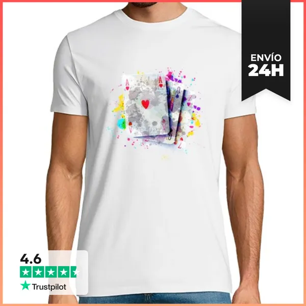 Camiseta Hombre Clásica Jugando A Las Cartas Casino Poker Diner