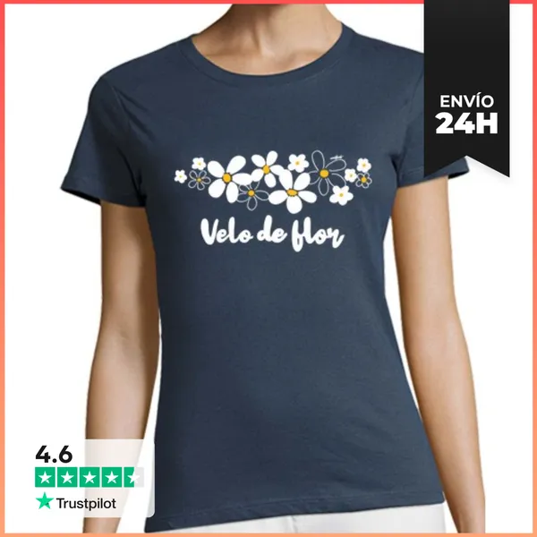 Camiseta Mujer Clásica Mujer, Manga Corta, Denim, Clásica