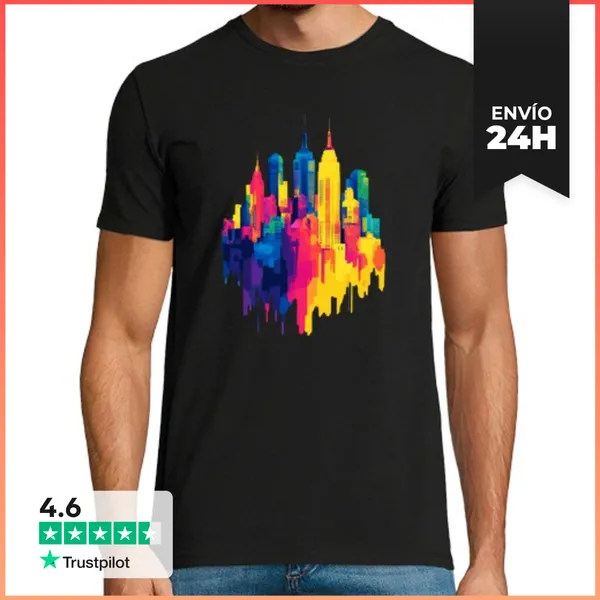 Camiseta Hombre Clásica Ilustración De Arquitectura De Paisaje