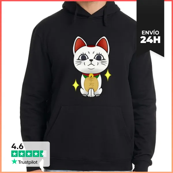 Sudadera Unisex Con Capucha Pequeño Gran Michi Blanco LaTostadora