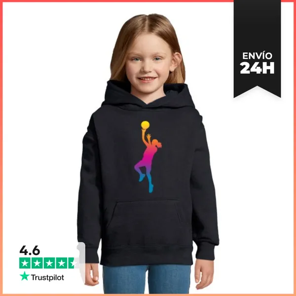 Sudadera Para Niños Con Capucha Silueta Chica Baloncesto