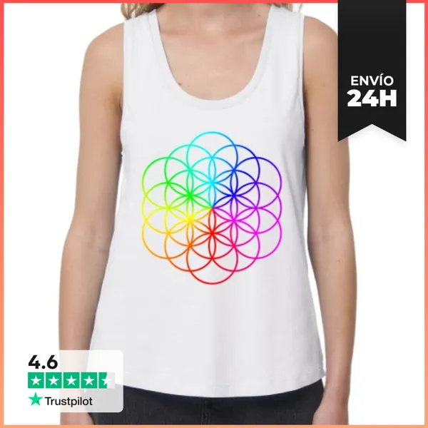 Camiseta Mujer Sin Mangas, Loose Fit Flor De La Vida M2