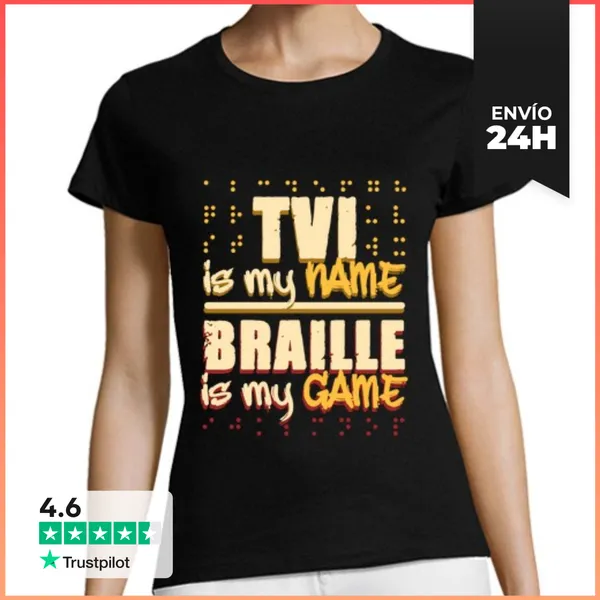 Camiseta Mujer Clásica Maestra De Braille Ciega Tvi Es Mi Nomb