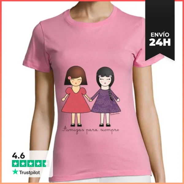 Camiseta Mujer Clásica Camiseta Amigas Para Siempre LaTostadora
