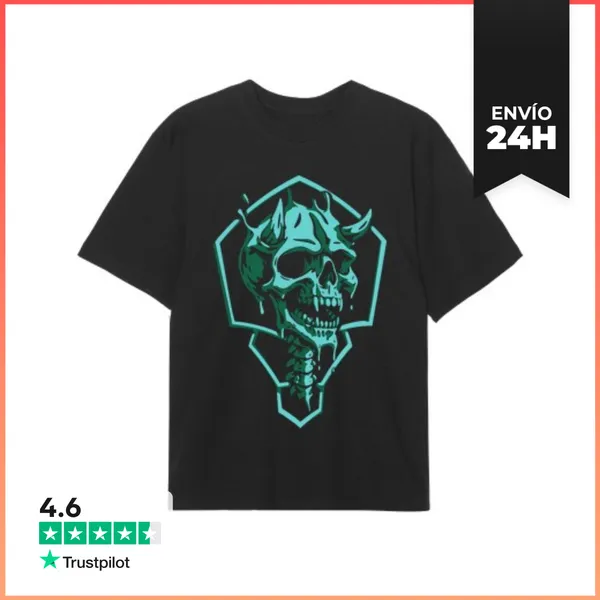 Camiseta Oversize Craneo Con Cuernos Azul LaTostadora