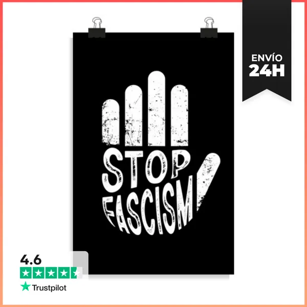 Póster Vertical STOP FASCISM WHITE LaTostadora