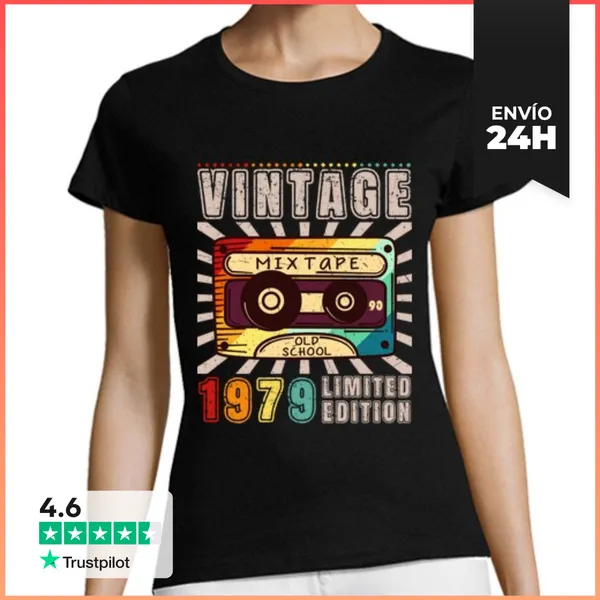 Camiseta Mujer Clásica Vintage Mixtape Edición Limitada 1979
