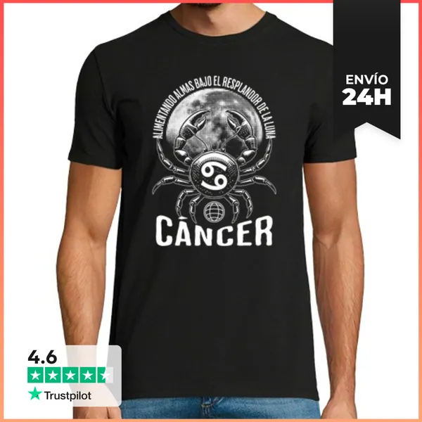 Camiseta Hombre Clásica Cáncer Signo Del Zodiaco Horóscopo Astral