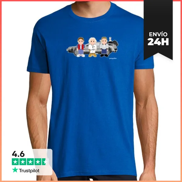 Camiseta Hombre Clásica Marty, Doc, Biff, Time Machine