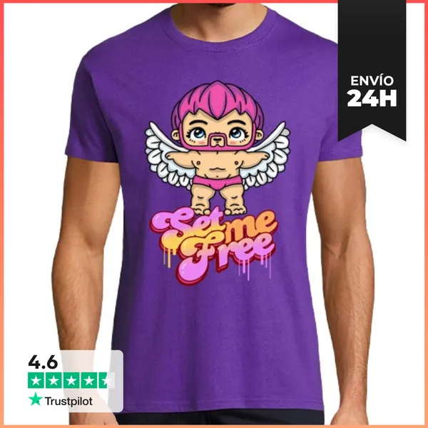 Camiseta Hombre Clásica Set Me Free Kawaii LaTostadora