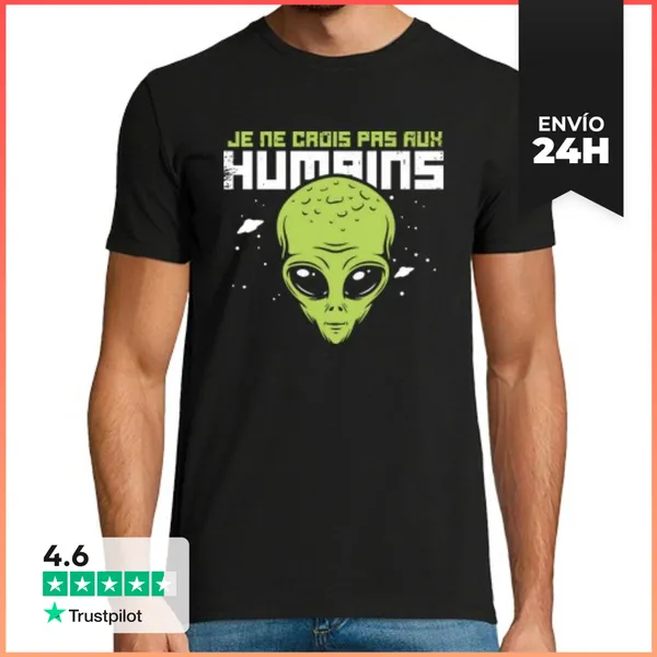 Camiseta Hombre Clásica Extraterrestre Humor Graciosas Verdes C