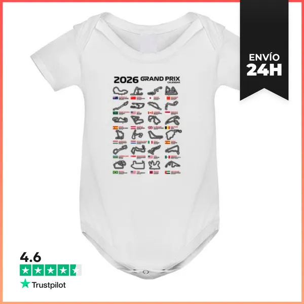Body Bebé F1 2026 CALENDARIO CIRCUITOS GRAND PRIX COCHES RACING
