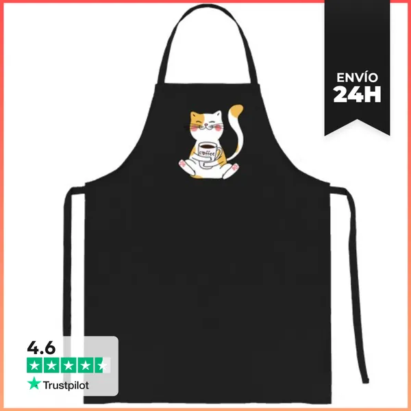 Delantal Gatos Y Café: Amantes, Divertida Y Linda Idea De Regalo.