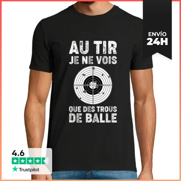 Camiseta Hombre Clásica Humor Tir Deportivo Objetivo Agujeros De