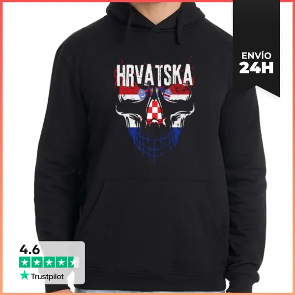 Sudadera Unisex Con Capucha Calavera Croacia, Bandera Croacia