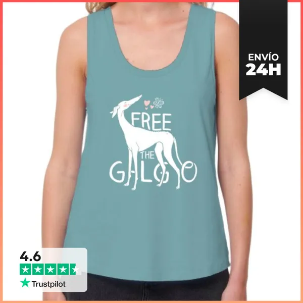 Camiseta Mujer Sin Mangas, Loose Fit Free The Galgo Blanco