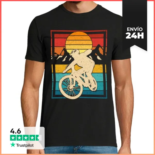 Camiseta Hombre Clásica Bicicleta De Montaña Vintage Mtb Andar