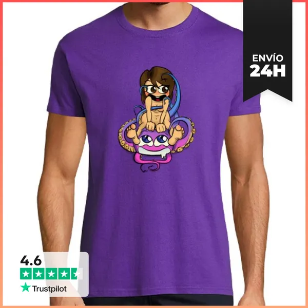 Camiseta Hombre Clásica Pulpo Lila Pervertido. LaTostadora