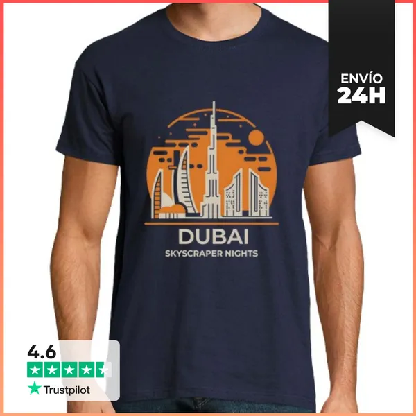 Camiseta Hombre Clásica Noches De Rascacielos De Dubai