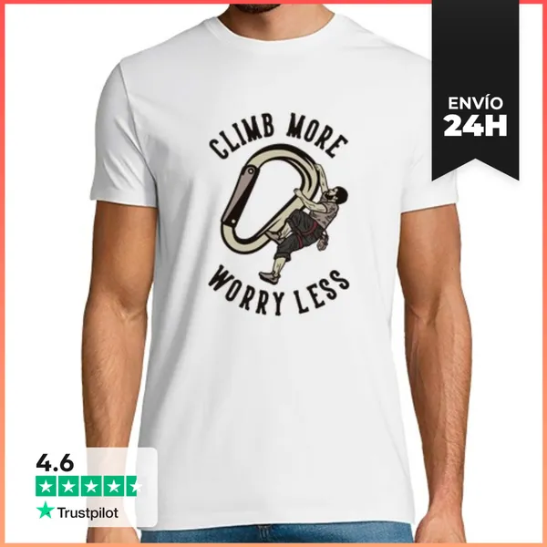 Camiseta Hombre Clásica Escalar Más Preocuparse Menos Al Aire