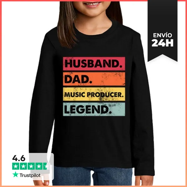 Camiseta Manga Larga Para Niños Esposo Papá Productor Musical