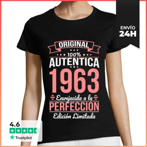 Camiseta Mujer Clásica 1963 - 61 Años Original Perfección