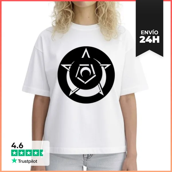 Camiseta Mujer Boxy Círculo De Cultivo De Pentagrama Místic