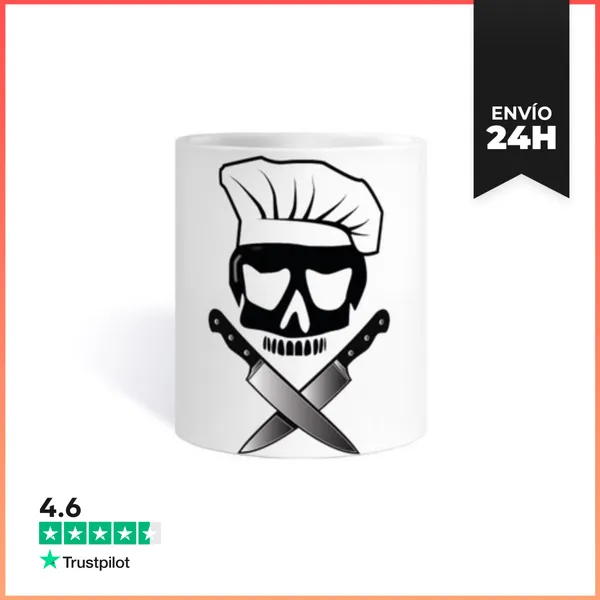 Taza Calavera Chef Pirata Cocinero Cuchillos LaTostadora