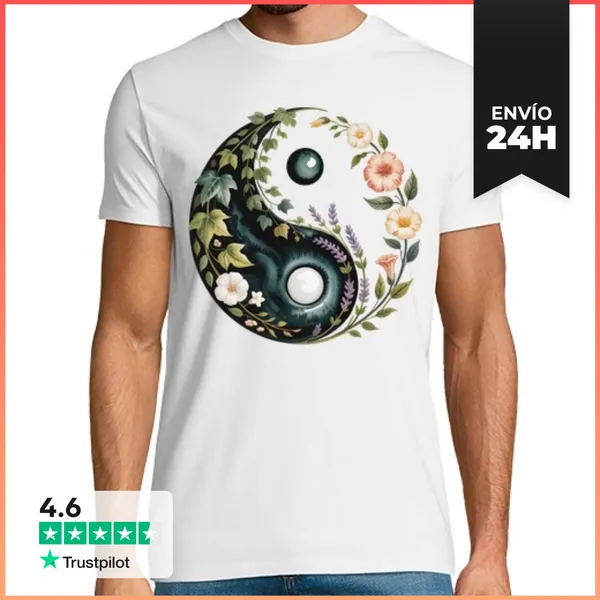 Camiseta Hombre Clásica Armonía Floral Yin Yang LaTostadora