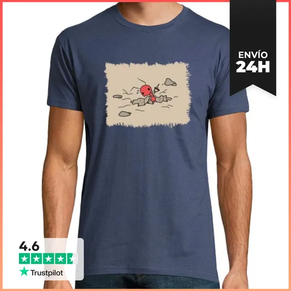 Camiseta Hombre Clásica Camiseta Hormiga Cavando Estampado Marron